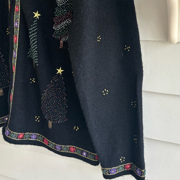 Bechamel Christmas Trees and Stars Wool Zip Up Sweater Size XL - Picture 7 of 13